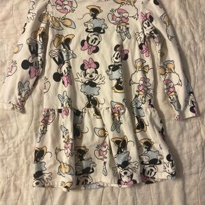Christmas sale! Disney Kids Dress with Minnie and Daffy Print - White and Pink